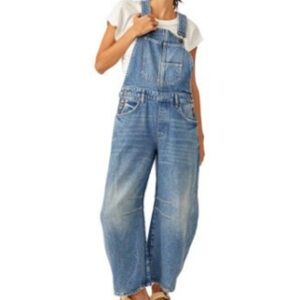 Free people We the Free Good Luck NWT Blue Denim Overalls M